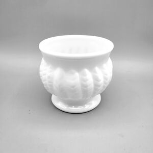 Randall Vintage White Milk Glass Planter with a Leaf Pattern, MCM